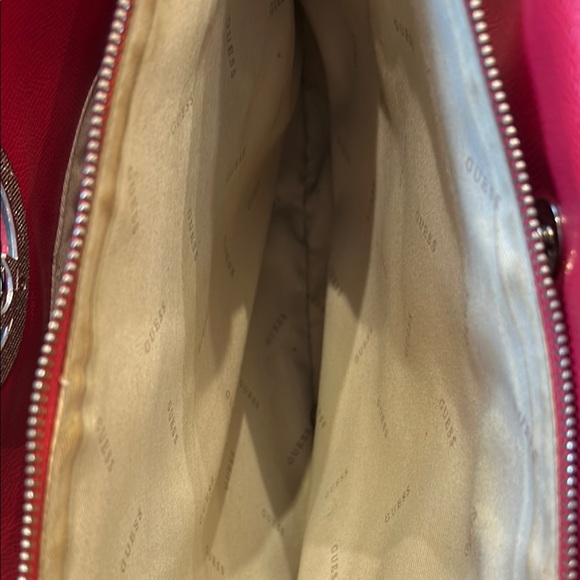 Guess Red Tote Bag with Silver Emblem - Picture 8 of 15